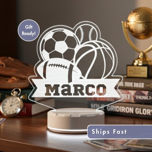 Sports LED Night Light – Personalized Gift Idea - Picture 1 of 8